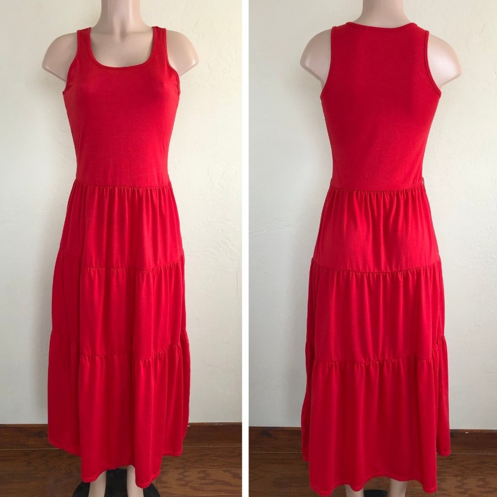 Red Tiered Maxi Dress S